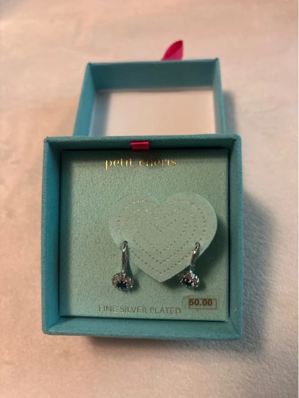 Silver Plated Sapphire Rhinestone Huggie Back Dangle Earrings